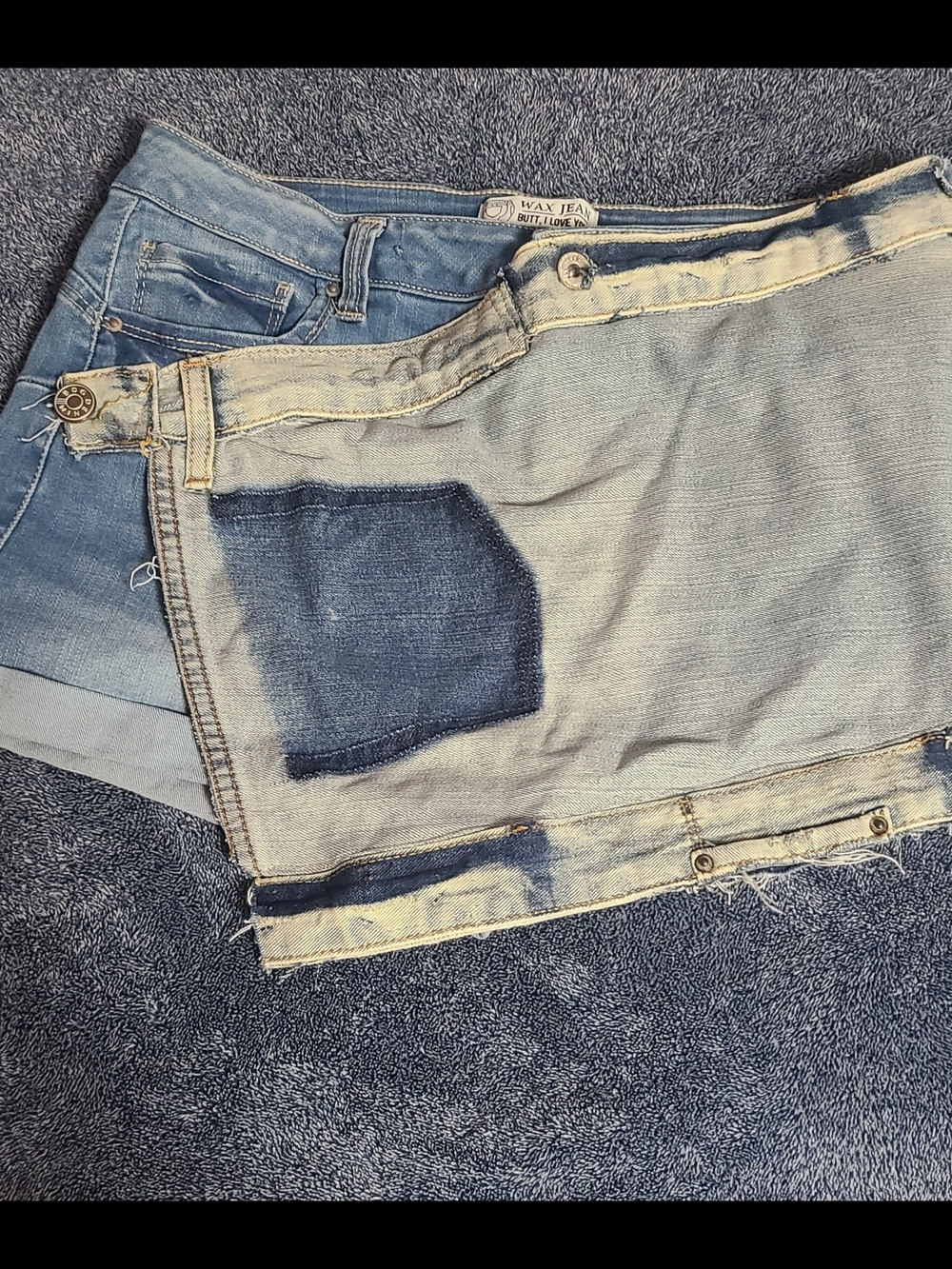 Light Washed Denim Skort Jean Shorts with Button Front